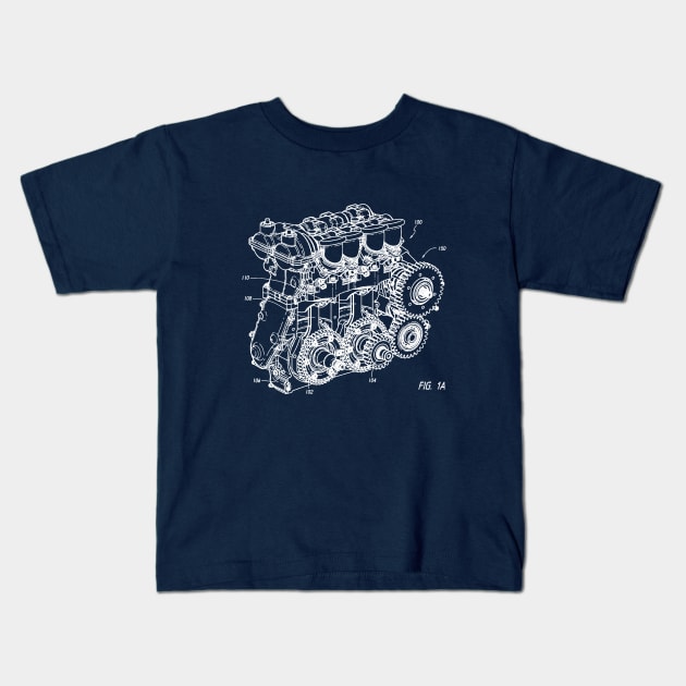 Engine Schematic Kids T-Shirt by Woah_Jonny